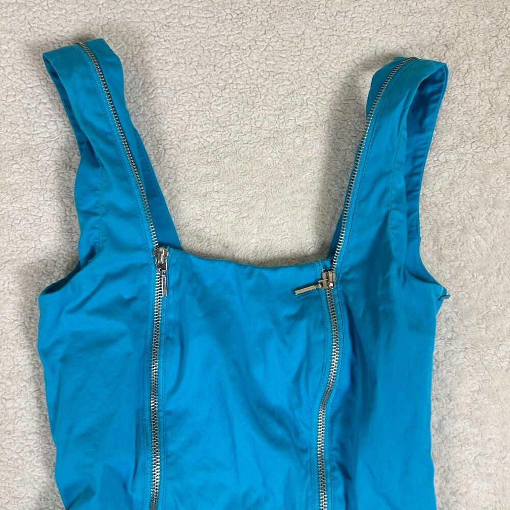 Bebe Y2K Teal Bodycon Zip Dress - Picture 2 of 5